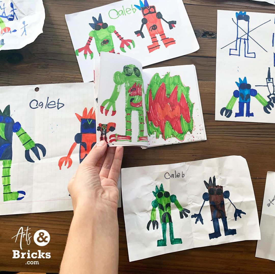 6 Kid - Drawn Robots is a Kids Artwork Colorful Sticker (cool gift, display kids artwork, gifts for kids) from the Arts and Bricks brand by Barkhurst Creative
