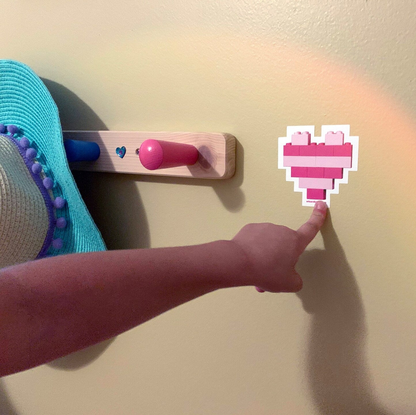 Brick - Built Hearts is a Brick Built Colorful Sticker (brick art, brick - built, building block wall decal) from the Arts and Bricks brand by Barkhurst Creative