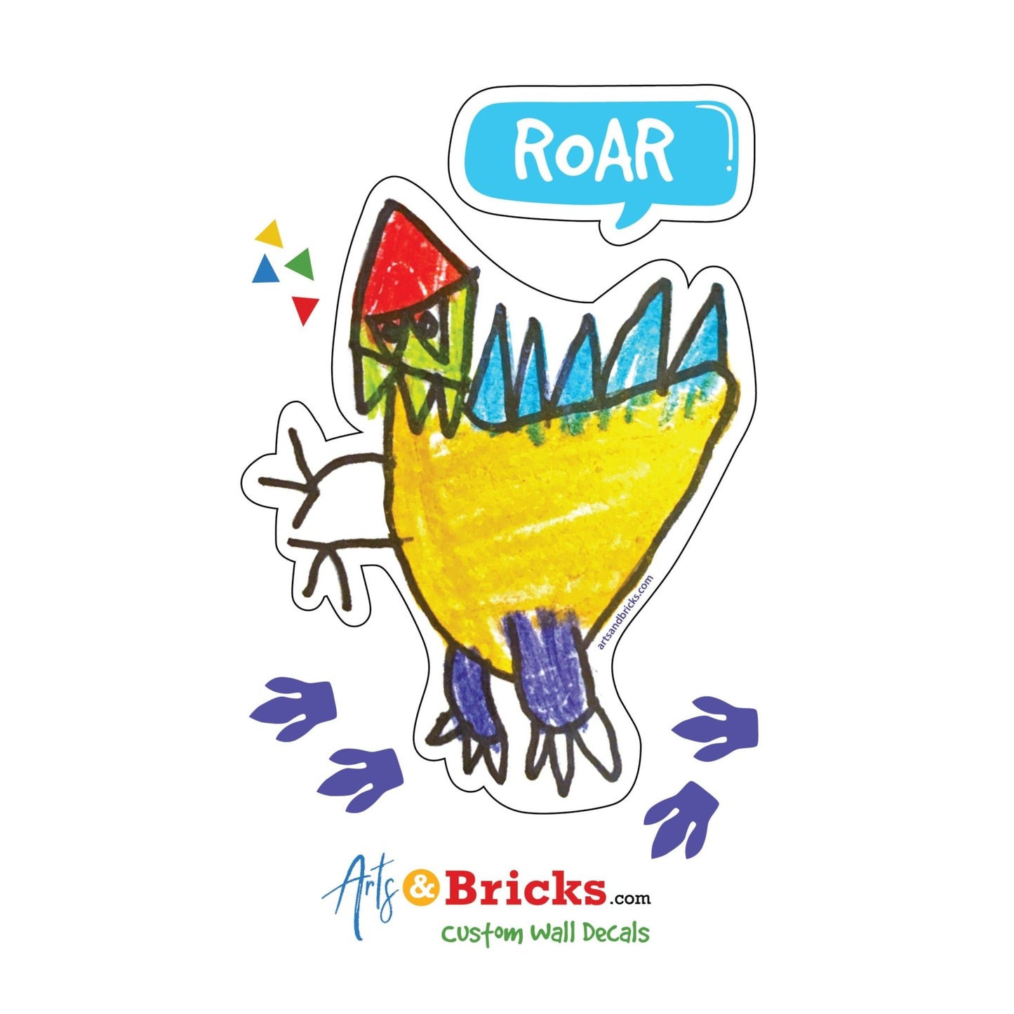 Dinosaur Wall Decal is a Kids Artwork Colorful Sticker (dinosaur, dinosaur bedroom, hand drawn) from the Arts and Bricks brand by Barkhurst Creative