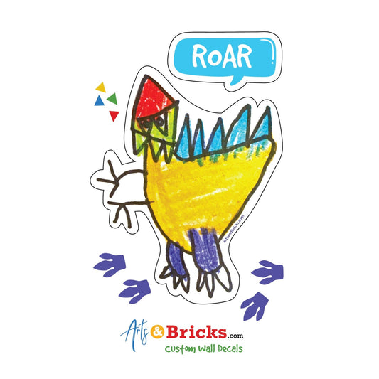 Dinosaur Wall Decal is a Kids Artwork Colorful Sticker (dinosaur, dinosaur bedroom, hand drawn) from the Arts and Bricks brand by Barkhurst Creative
