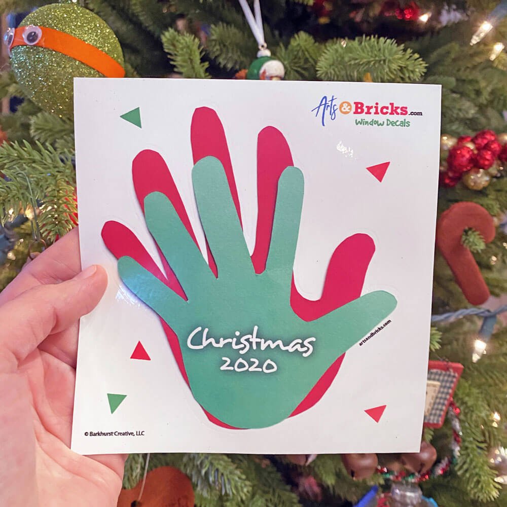 Holiday Family Handprint is a Personalized Colorful Sticker (christmas, custom designs, handprint) from the Arts and Bricks brand by Barkhurst Creative