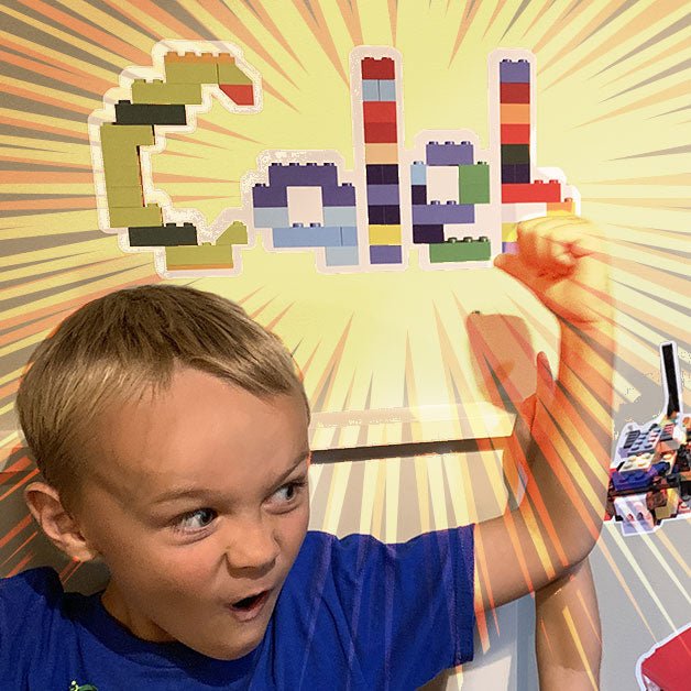 Personalized Name Sticker is a Personalized Colorful Sticker (brick art, brick - built, building block wall decal) from the Arts and Bricks brand by Barkhurst Creative