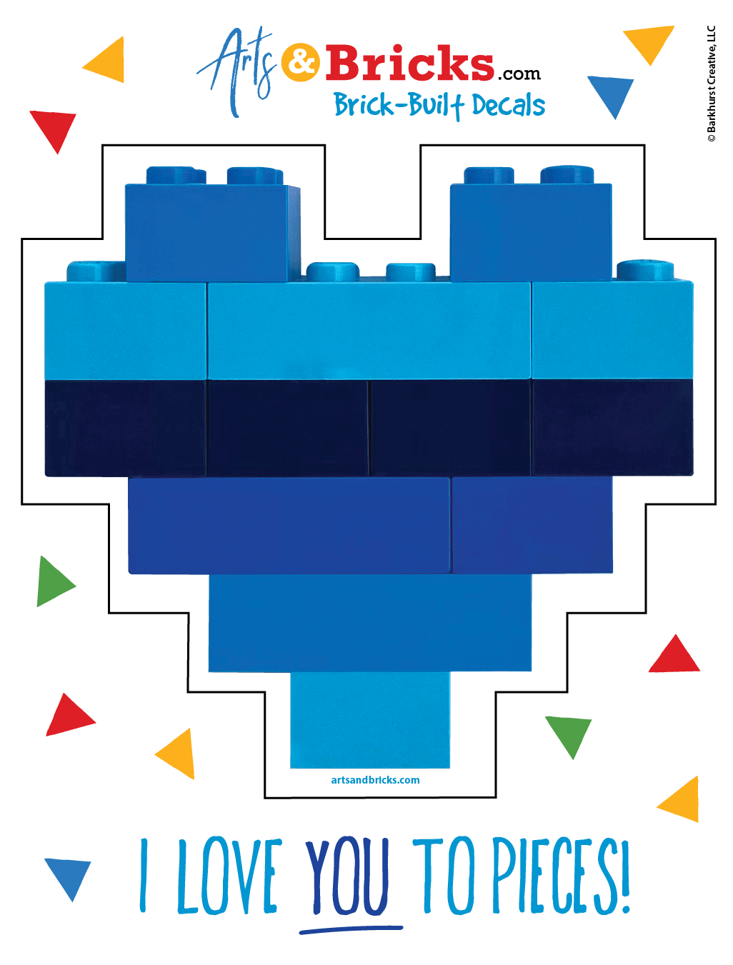 Brick - Built Blue Heart is a Brick Built Colorful Sticker (brick art, brick - built, gifts for LEGO lovers) from the Arts and Bricks brand by Barkhurst Creative