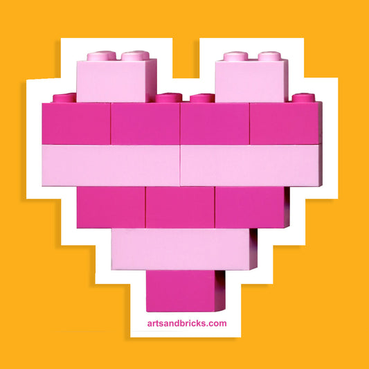 Image of brick built pink striped heart