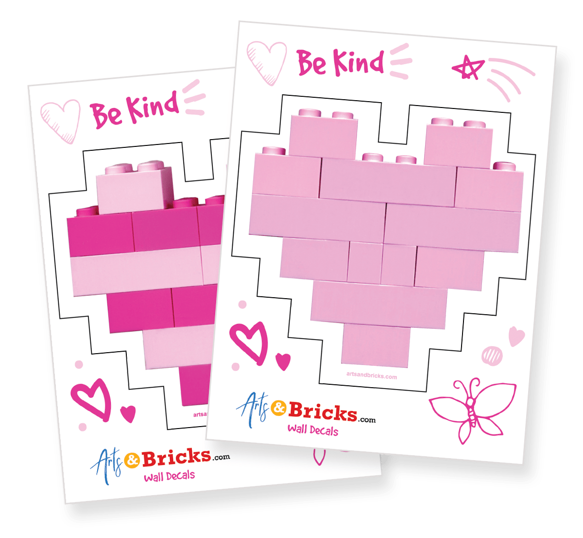 Brick - Built Hearts is a Brick Built Colorful Sticker (brick art, brick - built, building block wall decal) from the Arts and Bricks brand by Barkhurst Creative