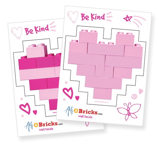 Brick - Built Hearts is a Brick Built Colorful Sticker (brick art, brick - built, building block wall decal) from the Arts and Bricks brand by Barkhurst Creative