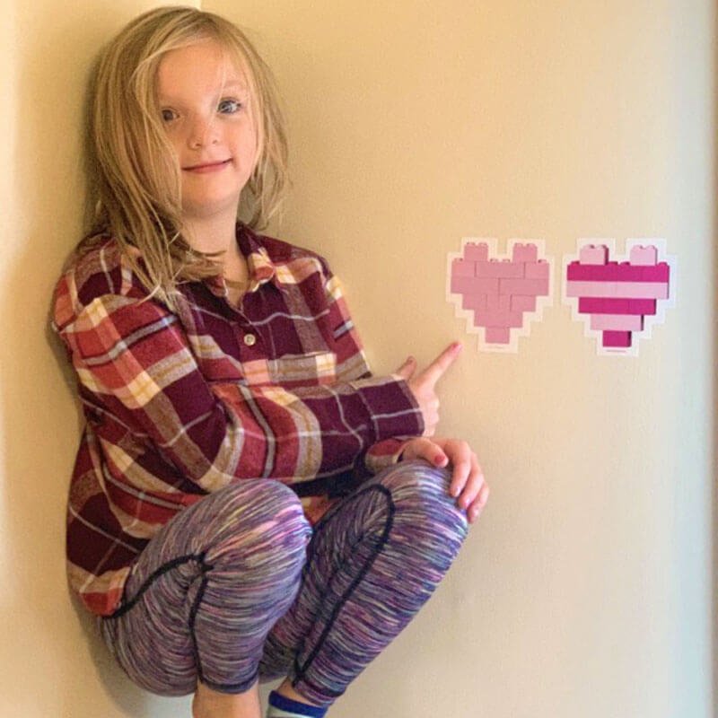 Brick - Built Hearts is a Brick Built Colorful Sticker (brick art, brick - built, building block wall decal) from the Arts and Bricks brand by Barkhurst Creative