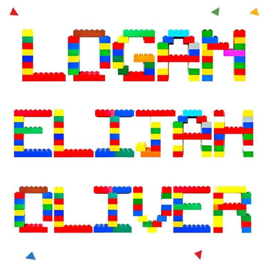 Image of LEGO name stickers for kids (Logan, Elijah, Oliver) 1