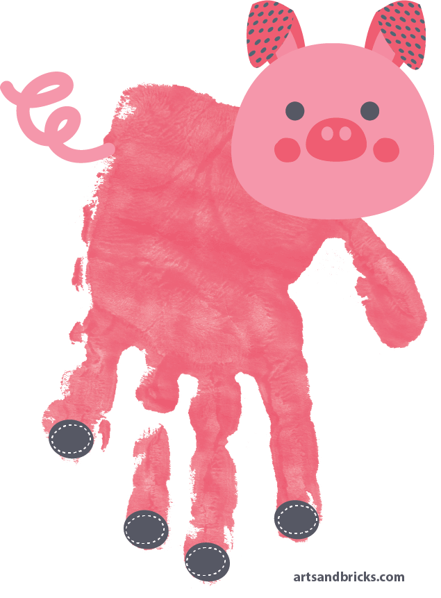 Image of personalized handprint pig window cling