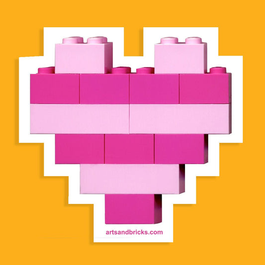Pink Heart is a Brick Built Colorful Sticker (brick art, brick - built, building block wall decal) from the Arts and Bricks brand by Barkhurst Creative