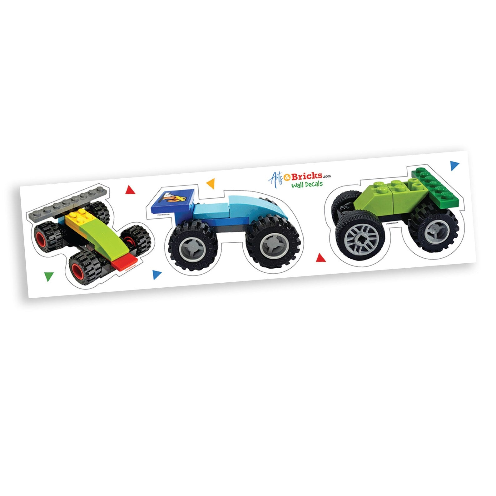 Racers - Car Wall Stickers is a Brick Built Colorful Sticker (brick art, brick - built, building block wall decal) from the Arts and Bricks brand by Barkhurst Creative