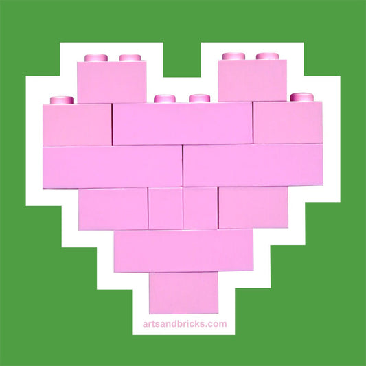 Solid Light Pink Heart Wall Decal is a Brick Built Colorful Sticker (brick art, brick - built, built with LEGO wall sticker) from the Arts and Bricks brand by Barkhurst Creative